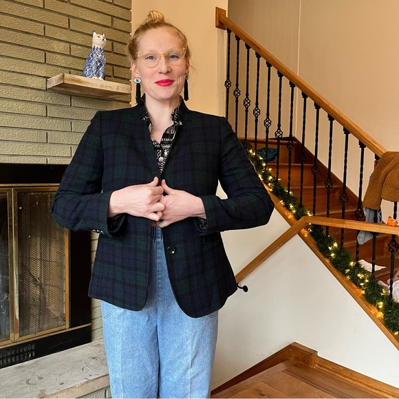 ☘️ 3/30- Talbots Tartan Plaid Wool Blazer - Picture 2 of 8